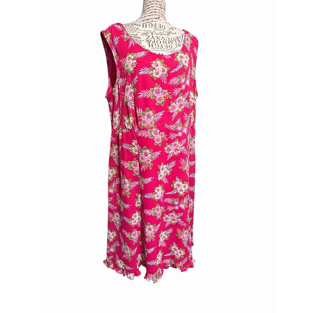 Betsy Lauren  Women's Plus 18W Fuchsia Pink Floral Dress Ruffle Hem